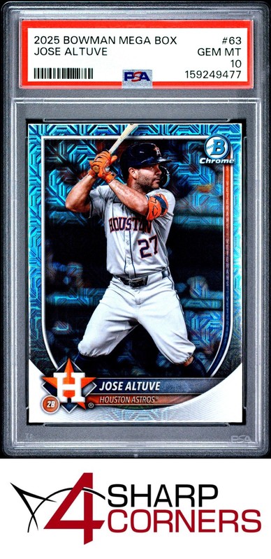 2025 BOWMAN MEGA BOX CHROME #63 JOSE ALTUVE POP 1 PSA 10