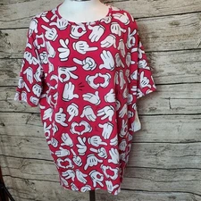 Lularoe Disney  Size XS Mickey Mouse Hands Irma High Low Shirt Top NWT 