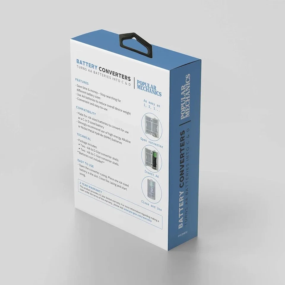 Popular Mechanics AA to C/D Battery Converters – 4-Pack Adapters for AA to C & D - Image 2 of 4