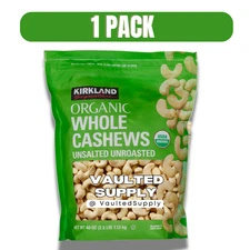 Kirkland Organic Whole Cashews Unsalted Unroasted 2.5 lb USDA 40 Oz EXP 10/2026