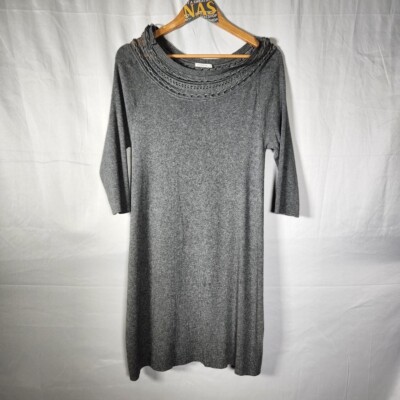 graues schulterfreies Marella Wollpullover Kleid Gr. Large