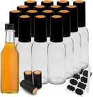 Hot Sauce Bottles with Black Caps 16 Pack 5Oz Empty Glass Bottles New