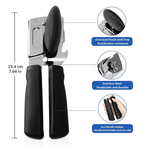 Heavy Duty Can Opener Smooth Edge Manual Stainless Steel with Ergonomic Handles - Picture 10 of 15