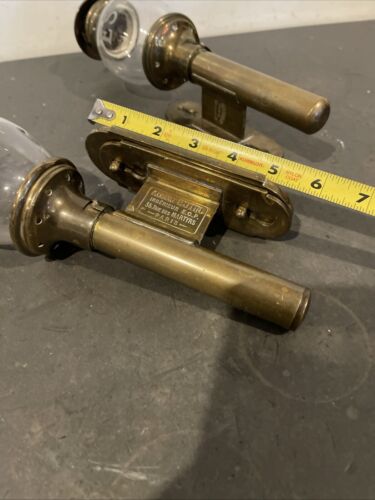 2 Antique Paris France Brass Wall Sconce Lantern Light Lamp Railroad Train EST - Picture 3 of 21