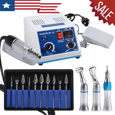 #ad #ad Dental Marathon Electric Micromotor Contra Angle Straight Handpiece 10*Burs $92.69