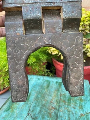 1800's Ancient Wooden Iron Hand Carved Ram Written Holy Book Stand Book Rehal - Picture 10 of 11