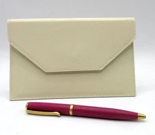 Graphic Image Envelope Wallet Leather Saffiano Medium 7x4" Ivory