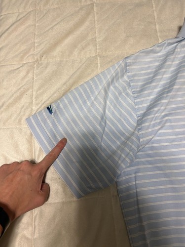 PETER MILLAR Poloshirt Größe L Country Club Golfschläger Baum Logo blau gestreift - Bild 7 von 7