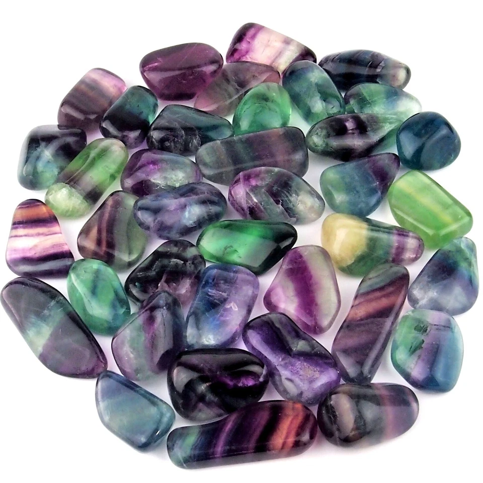 Regenbogenfluorit Trommelsteine Bunt Ø ca. 30 - 50 mm Fluorit AA - Qualität p - Bild 4 von 4