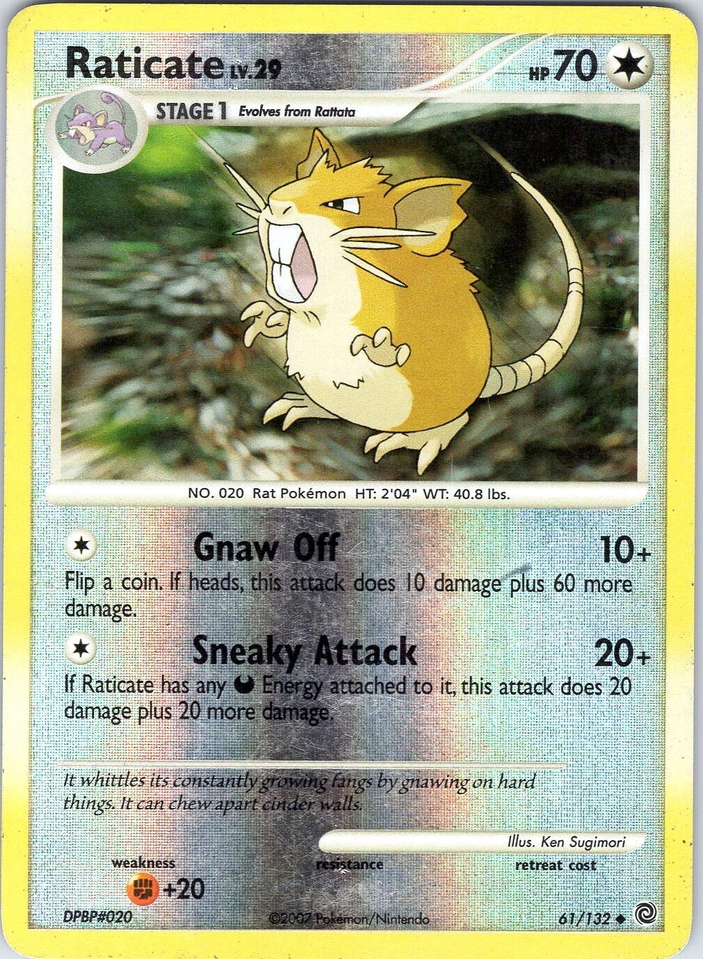 Pokemon Raticate Lv.29 D&P Secret Wonders 61/132 Reverse Holo Uncommon Card LP