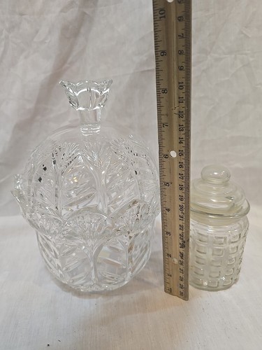 Fifth Avenue American Crystal Clear Glass Sugar Barrel with Lid Candy Dish Bowl - Picture 4 of 7