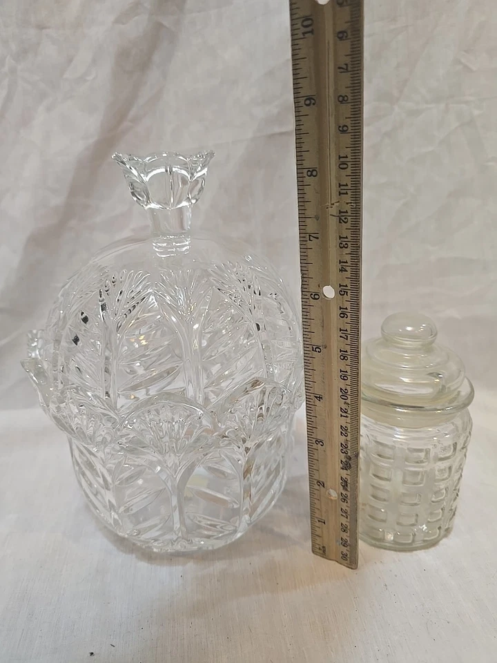 Кристально прозрачная стеклянная сахарница Fifth Avenue American с крышкой миска для конфет - Изображение 4 из 4