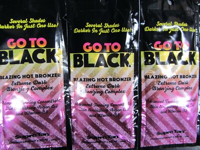 5 PACKETS SUPRE GO TO BLACK BLAZING HOT EXTREME DARK BRONZER TANNING LOTION 