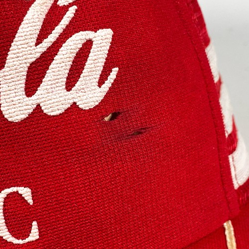 Vintage 80s Coca Cola Coke Classic Trade-Mark 3 Three Stripe Mesh Trucker Hat - Picture 5 of 12