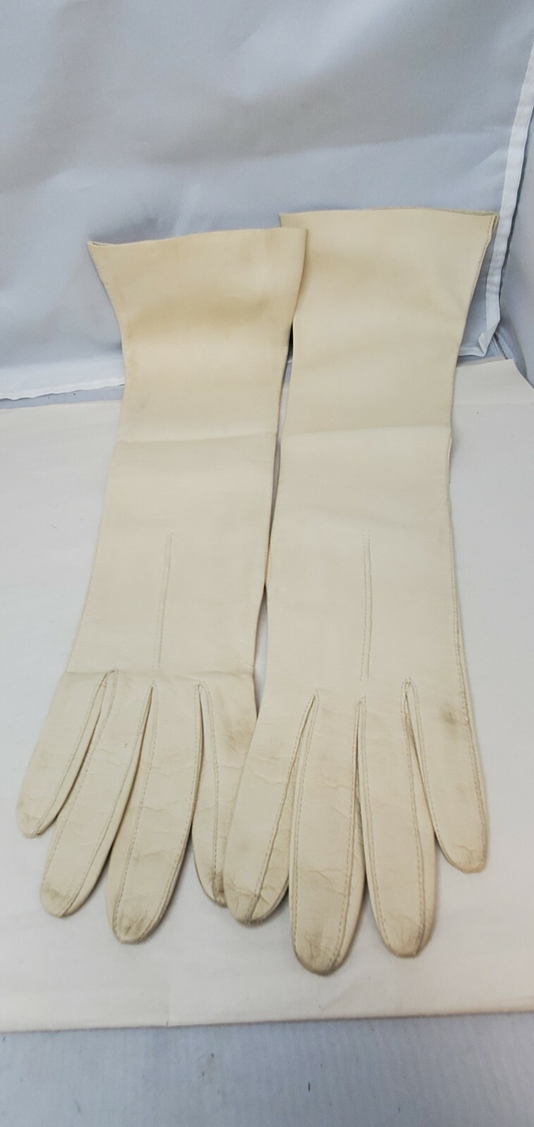 VTG made In Italy Leather Gloves Cream White 7