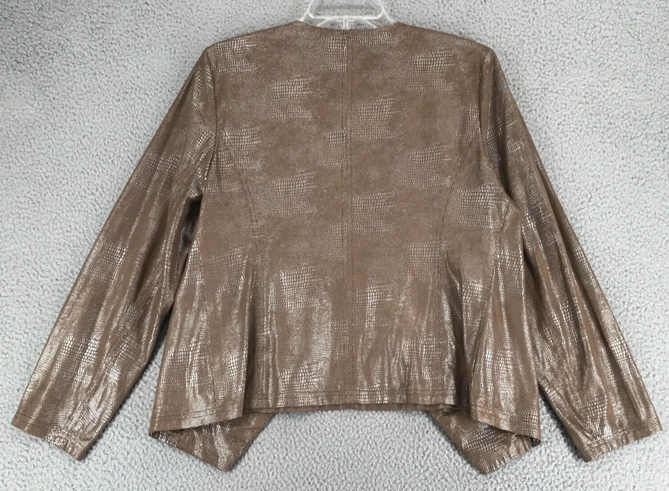 Chaqueta corta abierta Requirements para mujer talla M manga larga estampado piel de reptil marrón Foto 4 de 4