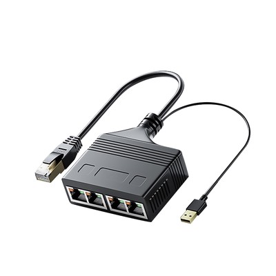 1 to 4 Socket RJ45 Ethernet Cable LAN Network Internet Splitter Adapter 1:4