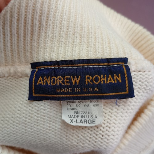 VINTAGE Andrew Rohan Sweater Adult XL White Pullover Button Close Mens - Picture 11 of 13