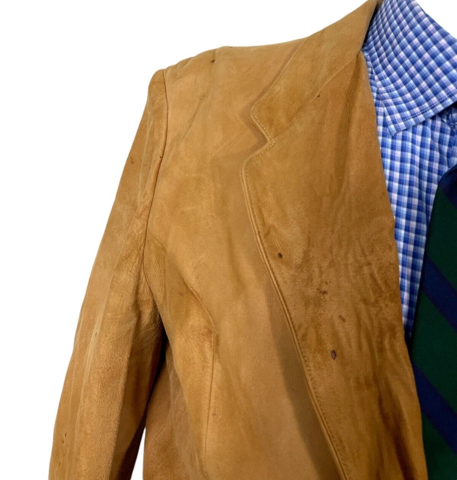 Chaqueta Blazer Scully Cuero 2 Botones Beige Sólido Para Hombre 40R. Foto 3 de 4
