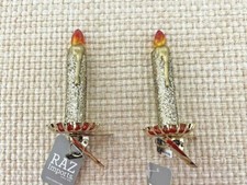 2 Gold Glitter Candle clip ornaments, 4 3/4" Tall, Eric Cortina Raz Imports NWT