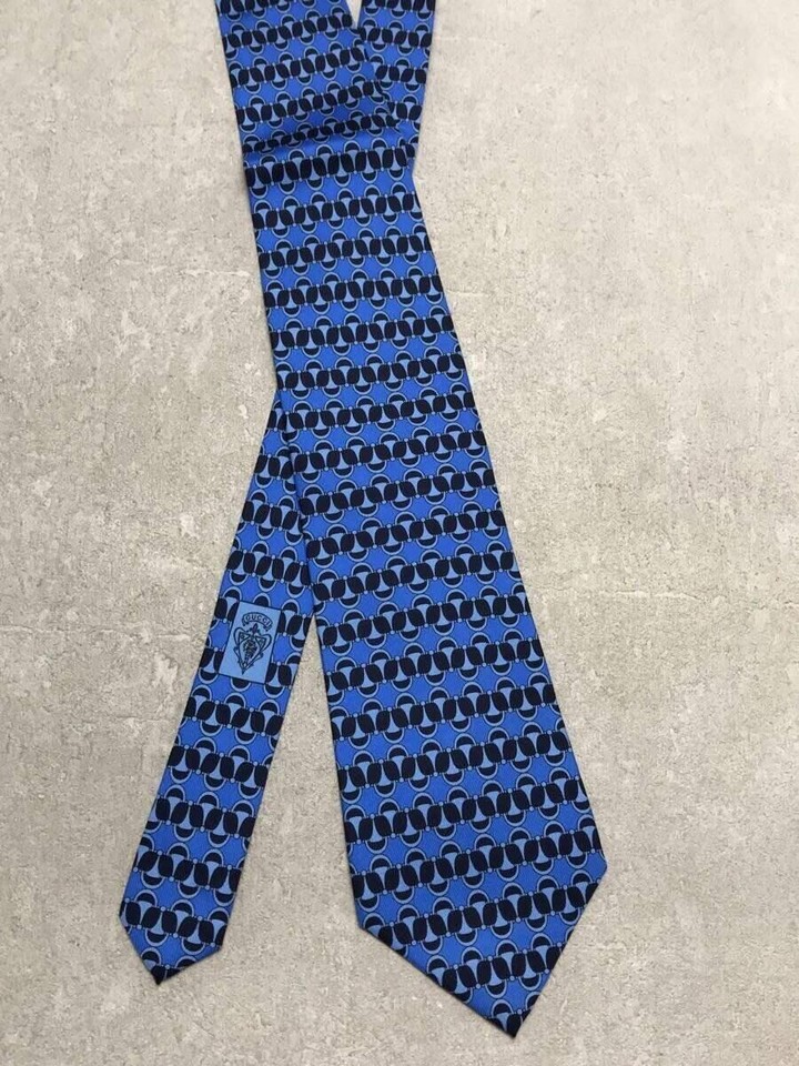 GUCCI necktie silk Blue mens Used eBay