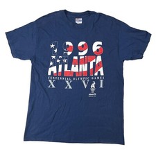 Atlanta Olympic Shirt Mens L Blue Vintage 1996 Centennial Games Single Stitch