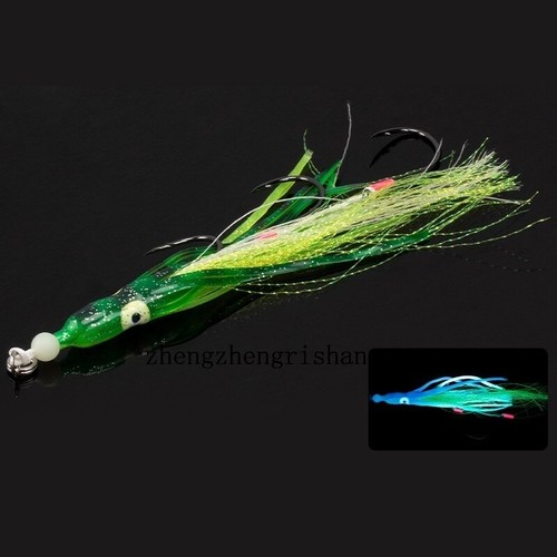 3pcs Big Game Triple Hook with Squid Luminou Octopus Soft Skirts 6/0#-8/0# - Picture 8 of 15