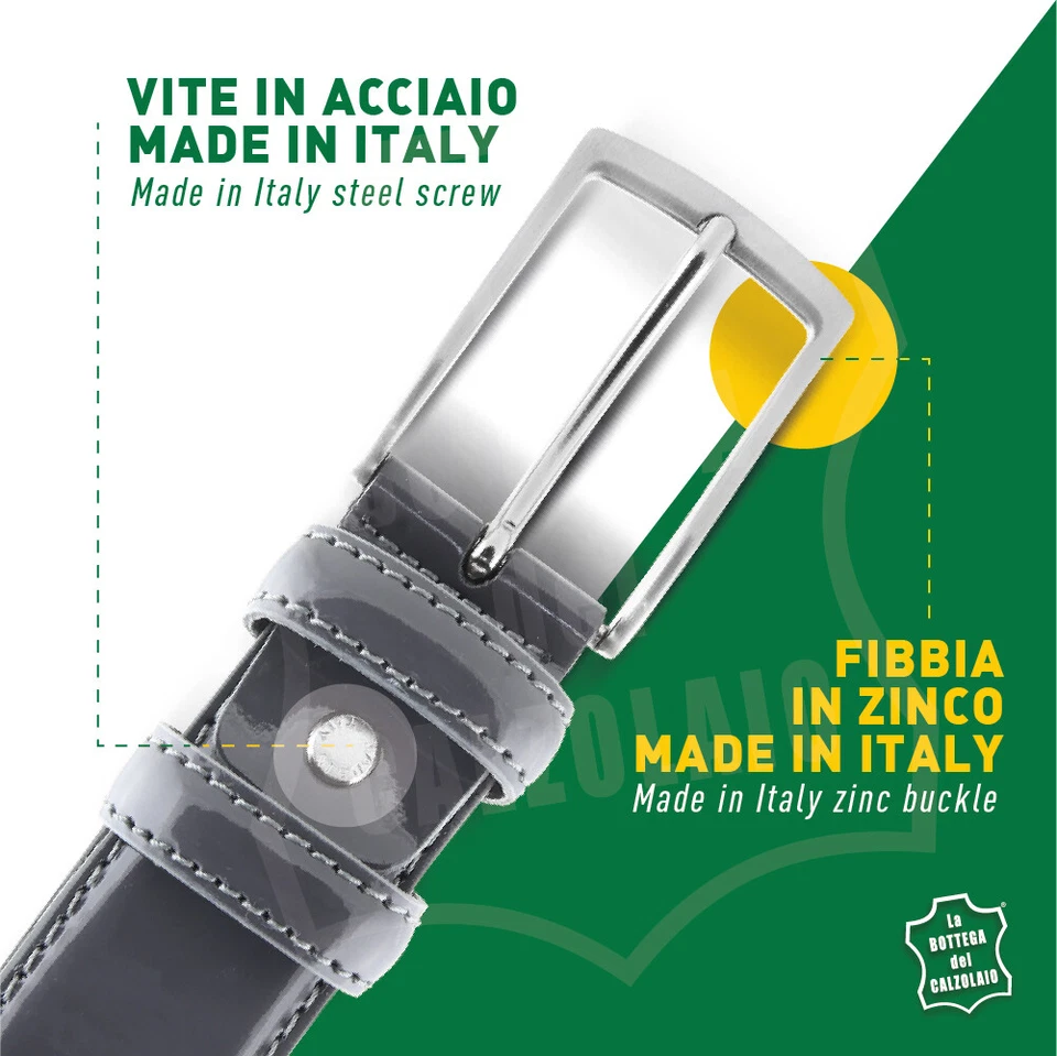 Cintura in vernice elegante classica grigio uomo donna per abito da cerimonia - Immagine 3 di 4