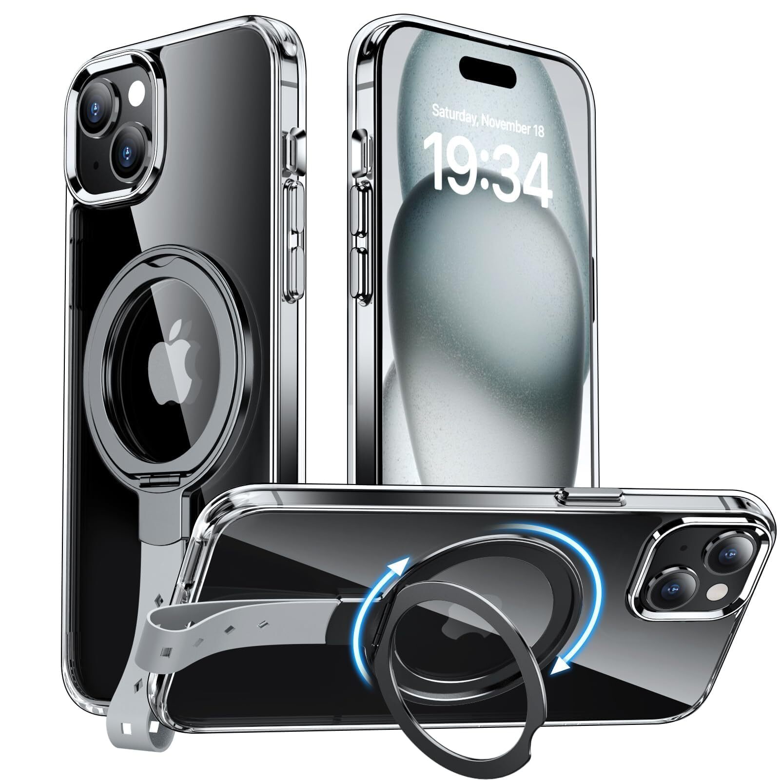 Fadkzyxr for iPhone 15 Plus Case Clear MagSafe Compatible Finger Strap Incl 191