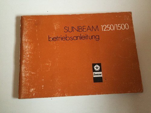 CHRYSLER SUNBEAM 1250 / 1500 Betriebsanleitung Bedienungsanleitung Handbuch BA - Picture 8 of 8