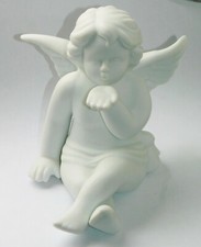 Porzellanfigur sitzender Engel Handkuss Rosenthal Bisquitporzellan 13cm