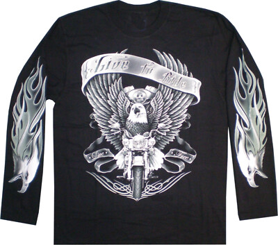 T-Shirt, Langarm-Shirt, Metal-Rock- Adler Bike  LIVE TO RIDE - 2 Motive - M-XL