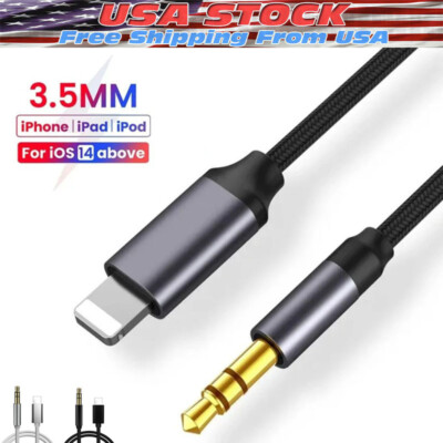 For iPhone 8 X XR 11 12 13 14 Pro Max 8 Pin to 3.5mm AUX Audio Car Adapter Cord