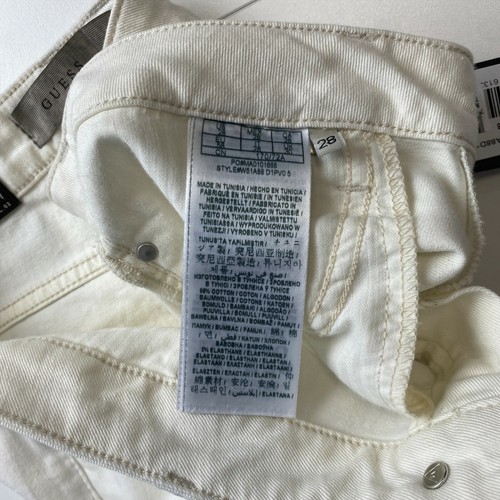 GUESS Women White Ultra Low Waist Regular Bootcut Fit Ripped Jeans Size W28 L35 - Picture 7 of 11