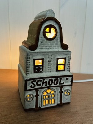 Vintage Shelf Pottery Halifax School House Bedside Table Ceramic Lamp #A492