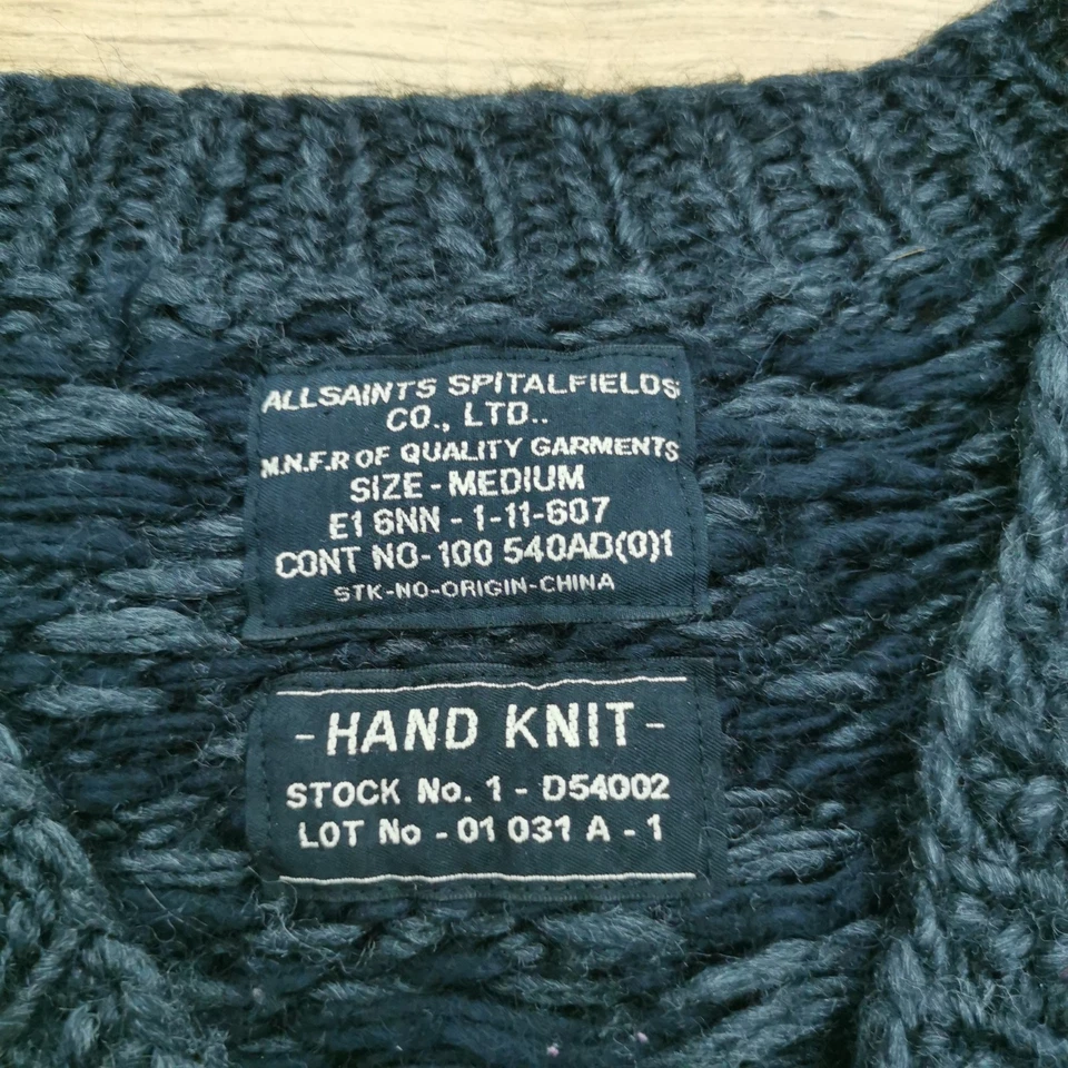 Cardigã All Saints Vargan masculino G grande cinza tricô de lã robusta alpaca - Imagem 3 de 4