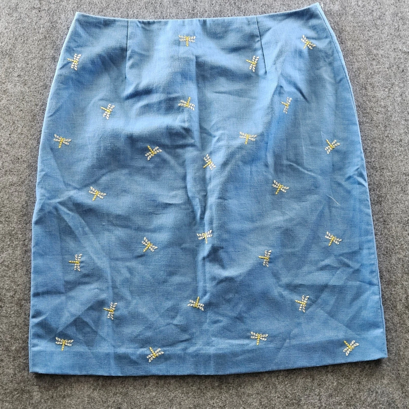 Talbots Blue Linen Blenz Dragonfly Embroidered Pencil Skirt Size 10
Opens in a new window or tab