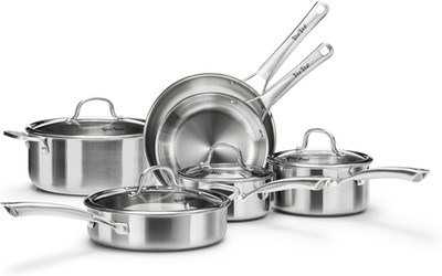 Stainless Steel Cookware Set,Tir-Ply Pots and Pans Set,10 Pcs Stainless Steel In