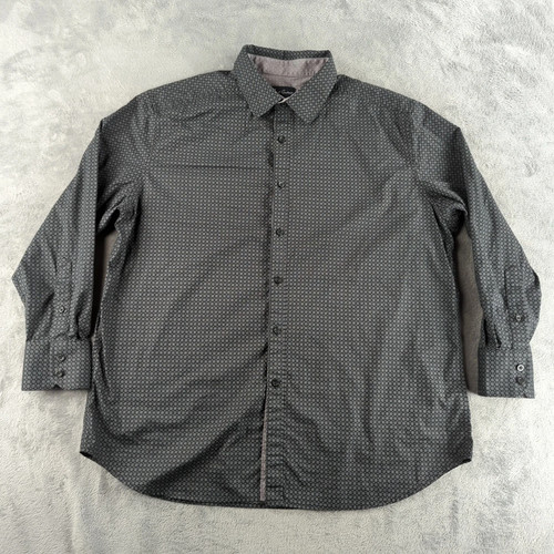 Robert Graham Shirt Mens 17 x 32/33 XL Gray Geometric Stretch L/S Modern Preppy - Picture 2 of 12