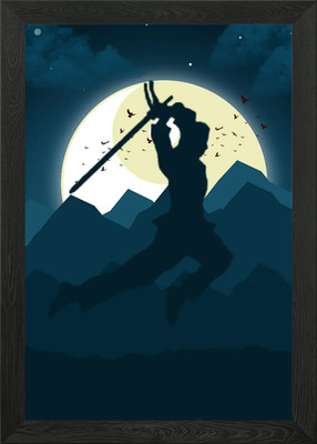 Samurai A Shadow Framed Wall Art Poster Canvas Print Picture