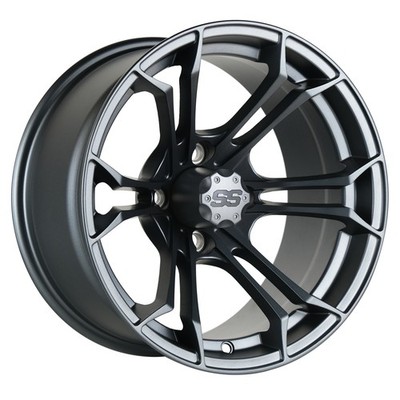Arisun 12 x 7 Full Glossy Black Golf Cart Wheel