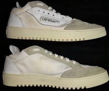 Off-White grey/white canvas and suede  Low Top sneakers MADE IN ITALY  SIZE 6.5