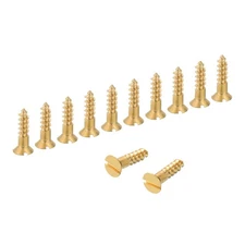 12Pcs Wood Screws, M5 x 20mm Brass Slotted Flat Head Self Tapping Screw