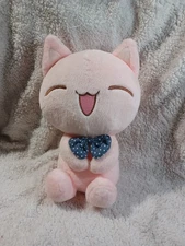 MGF Pink Kitty Cat Plush Stuffed Animal 11" with Polka Dot Bow Tie