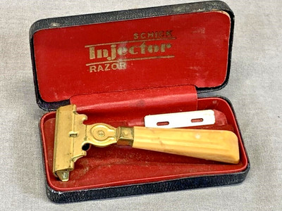 VIntage gold Schick Injector Razor, Bakelite handle & Case