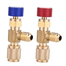 2pcs Refrigerant Charging Valve Set, 1/4 Inch R410A Air Conditioning Flow 