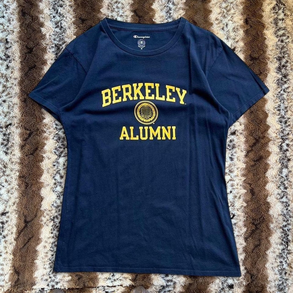 champion berkeley university graphic baby tee navy preppy