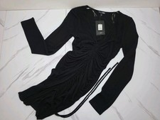 Fashion Nova Black Ruched Dress Size Small