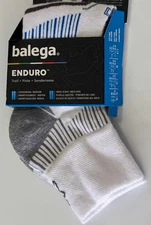 BALEGA ENDURO MED CUSHION WHITE QUARTER (1/4) SOCKS M, MEDIUM MEN 7-9 W 8.5-10.5