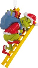 Dr Seuss How the Grinch Stole Christmas Ornament Grinch on Ladder Resin Tree